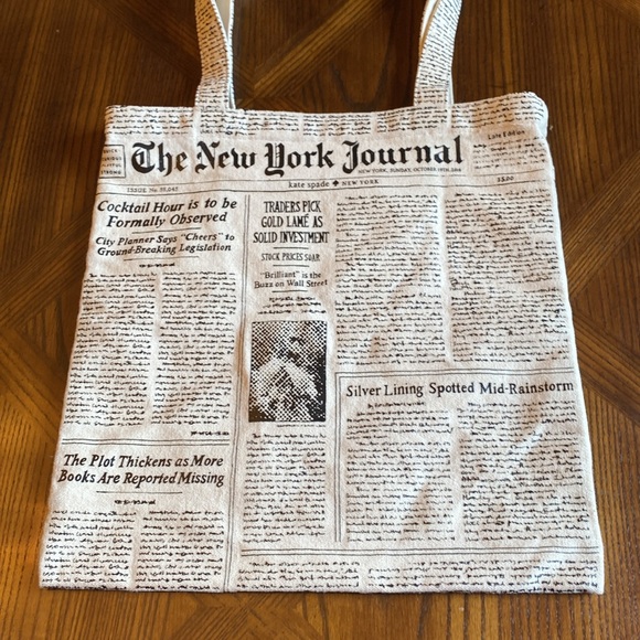 Kate Spade Canvas NY Newspaper Print Tote Bag - Picture 2 of 9